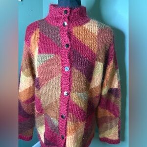 Talbots Handknited Mohair Cardigan Fall Colors Large